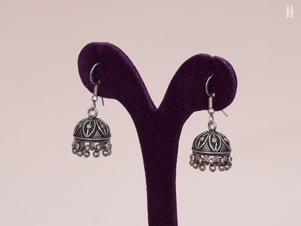 Oxidized Pure Silver Hook Earrings