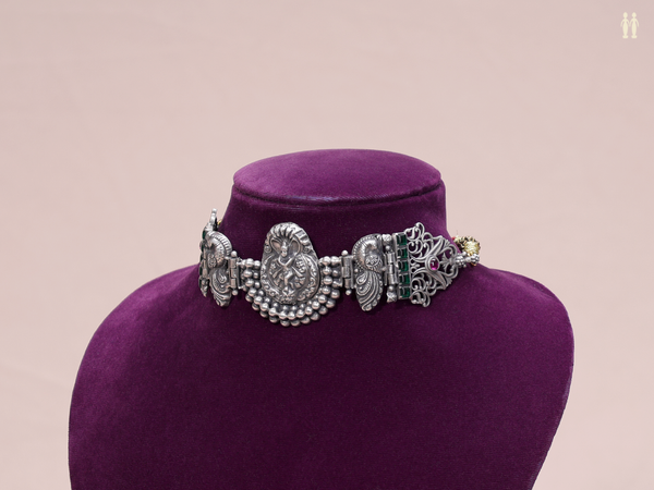Antique Design Oxidized Pure Silver Choker