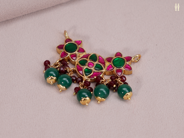 Floral Design With Beads Pure Silver Pendant