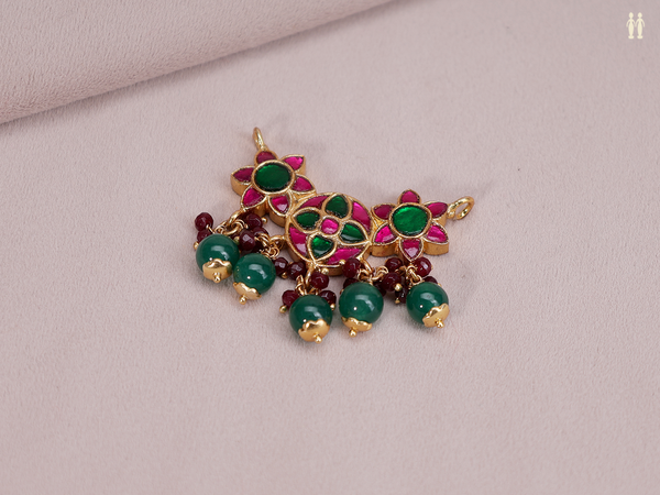 Floral Design With Beads Pure Silver Pendant