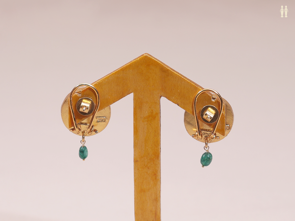 Chakram Design With Kemp Stone Gold Plated Silver Earrings