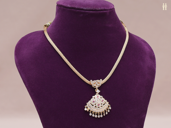 Crystal Stone Gold Plated Pure Silver Necklace