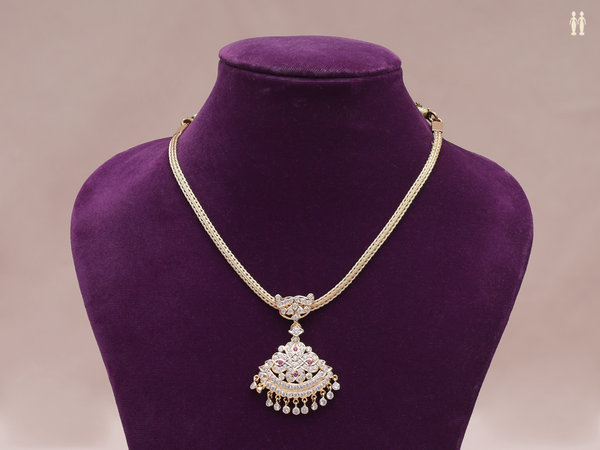 Crystal Stone Gold Plated Pure Silver Necklace