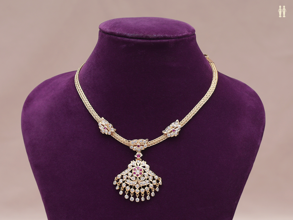 Crystal Stone Gold Plated Pure Silver Necklace