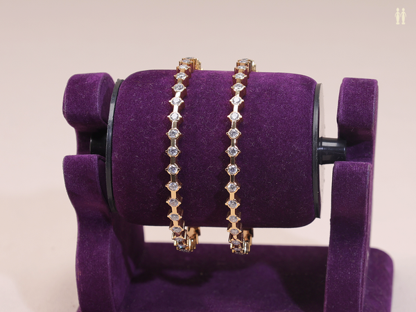 Crystal Stone Gold Plated Pure Silver Bangles