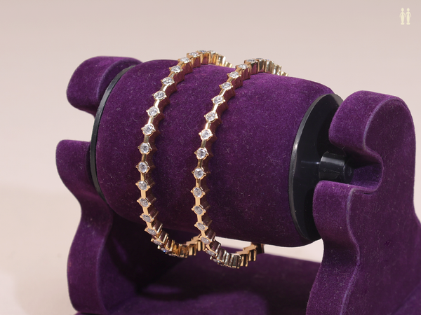 Crystal Stone Gold Plated Pure Silver Bangles