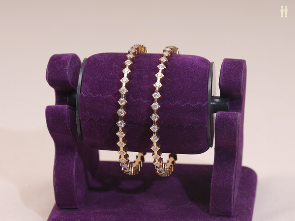Crystal Stone Gold Plated Pure Silver Bangles