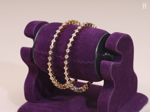 Crystal Stone Gold Plated Pure Silver Bangles