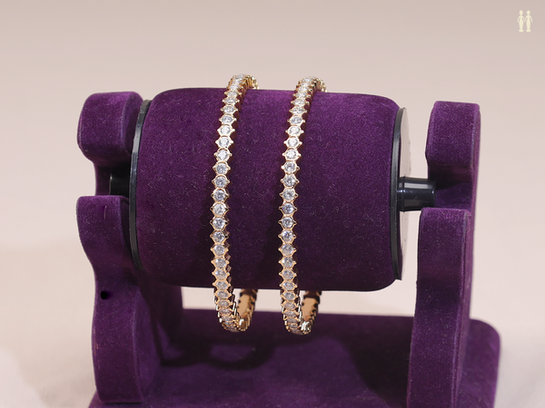 Crystal Stone Gold Plated Pure Silver Bangles