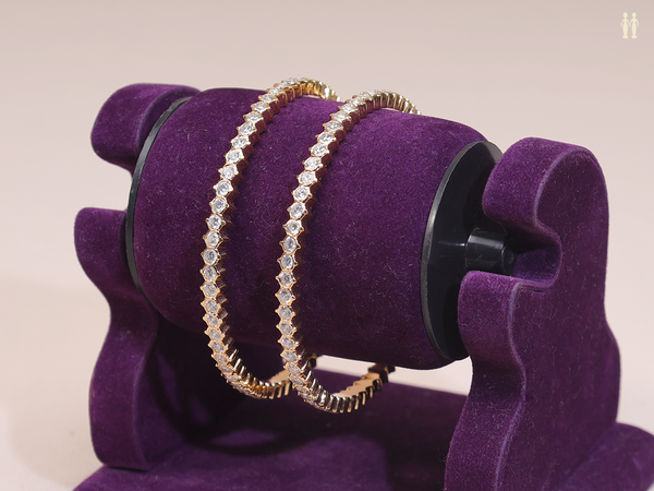 Crystal Stone Gold Plated Pure Silver Bangles