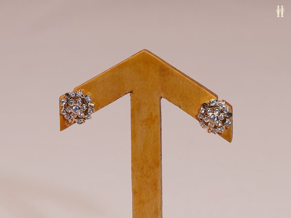 Crystal Stone Gold Plated Pure Silver Stud Earrings