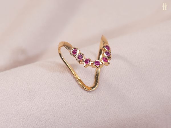 Pink Stone Gold Plated Pure Silver Ring