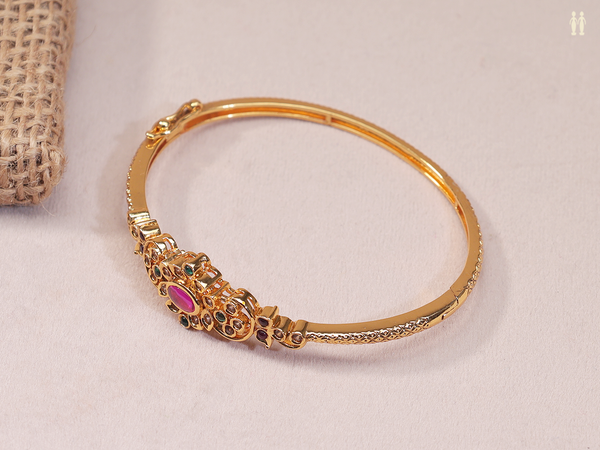 Multicolor Stone Gold Plated Pure Silver Bracelet