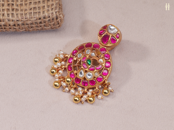 Tri Color Stone With Beads Gold Plated Juda Pin