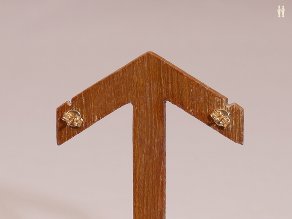Pink And Crystal Stone Gold Plated Pure Silver Stud Earrings