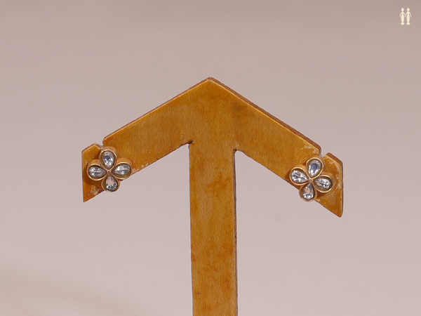 Crystal Stone Gold Plated Pure Silver Stud Earrings