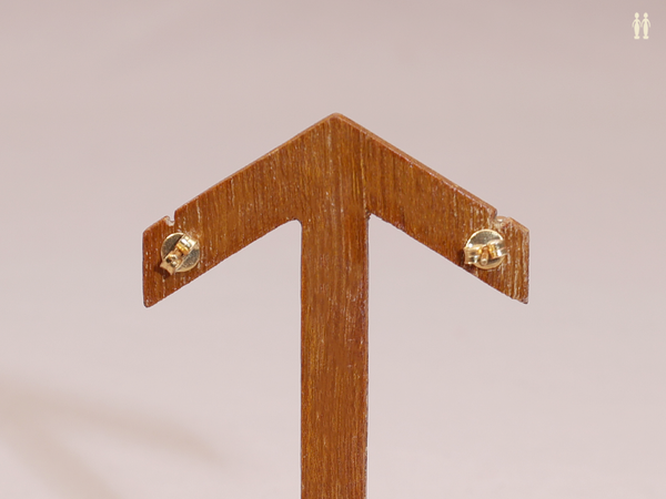 Pink And Crystal Stone Gold Plated Pure Silver Stud Earrings