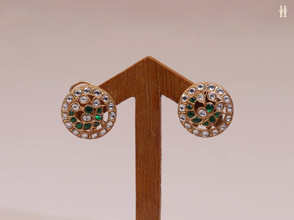 Chakram Design With Crystal Stone Pure Silver Stud Earrings