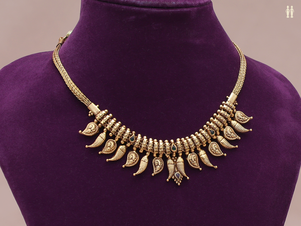 Antique Design Gold Plated Pure Silver Necklace
