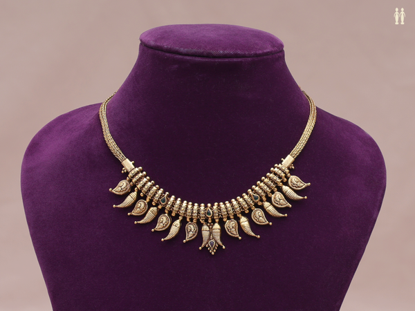 Antique Design Gold Plated Pure Silver Necklace