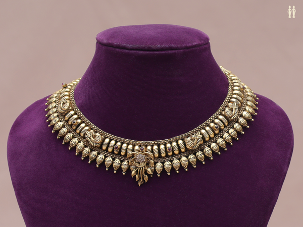 Traditional Design Gold Plated Pure Silver Necklace
