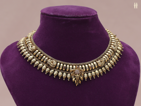 Traditional Design Gold Plated Pure Silver Necklace