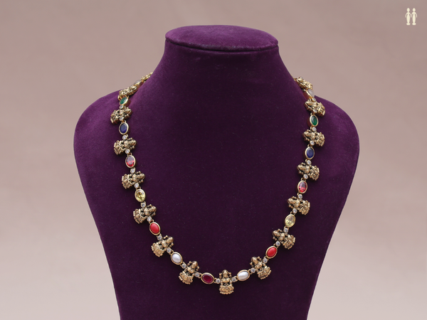 Antique Design Gold Plated Pure Silver Necklace