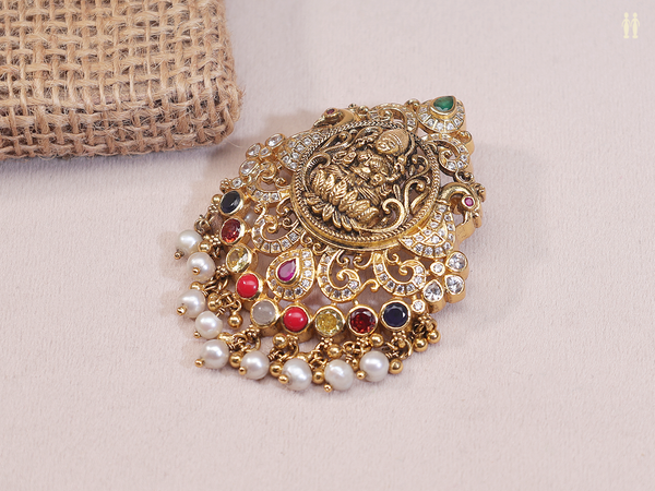 Antique Design With Multicolor Stone Pure Silver Juda Pin