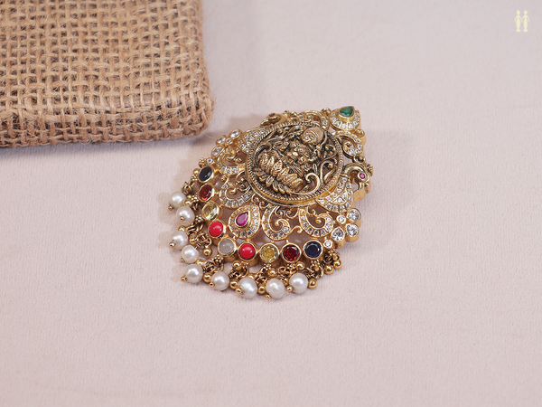 Antique Design With Multicolor Stone Pure Silver Juda Pin