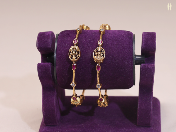 Antique Design Gold Plated Pure Silver Bangles