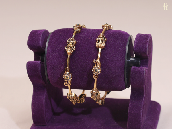 Antique Design Gold Plated Pure Silver Bangles