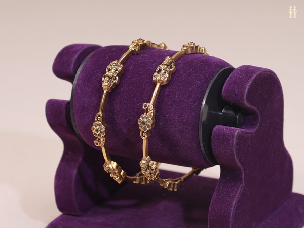 Antique Design Gold Plated Pure Silver Bangles