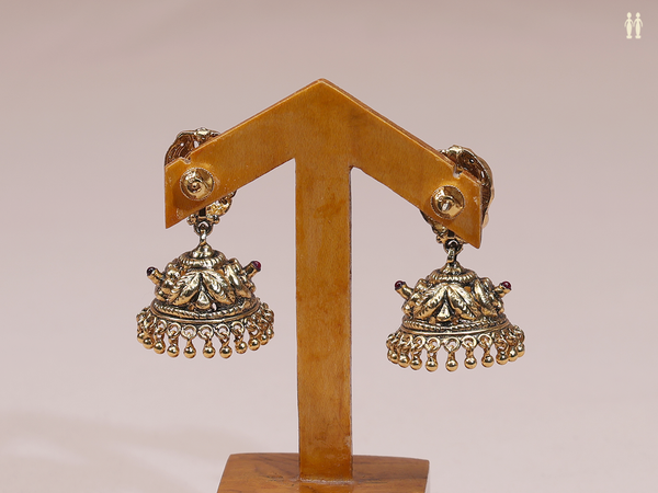 Peacock Design Gold Plated Pure Silver Jhumkas