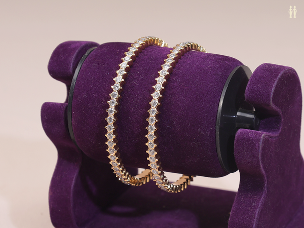 Crystal Stone Gold Plated Pure Silver Bangles