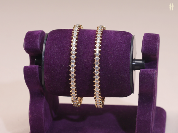 Crystal Stone Gold Plated Pure Silver Bangles