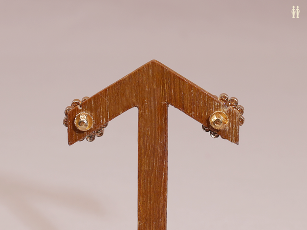 Floral Design Gold Plated Pure Silver Stud Earrings