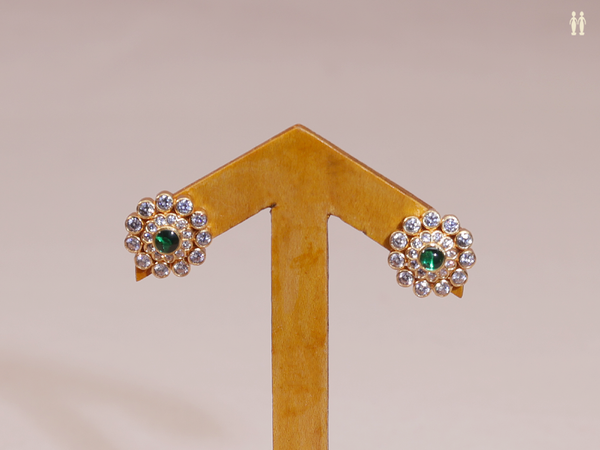 Floral Design Gold Plated Pure Silver Stud Earrings