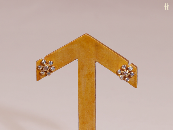 Floral Design Gold Plated Silver Stud Earrings