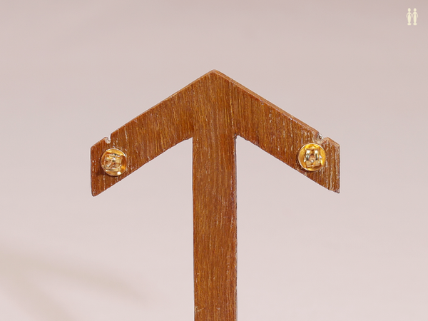 Crystal And Pink Stone Gold Plated Silver Stud Earrings