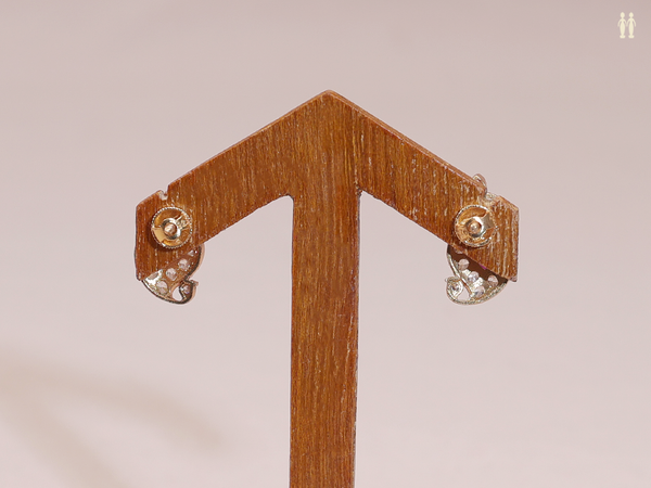 Crystal And Pink Stone Gold Plated Pure Silver Earrings