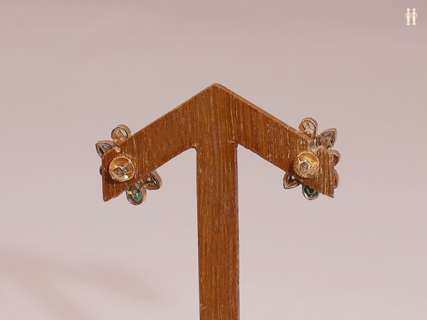 Multicolor Stone Gold Plated Silver Stud Earrings