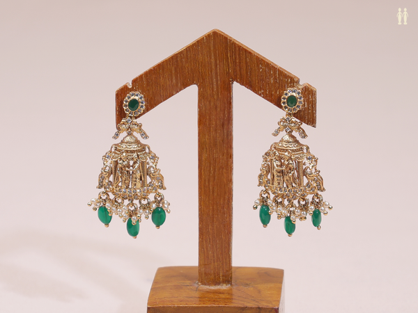Antique Design With Crystal Stone Pure Silver Earrings