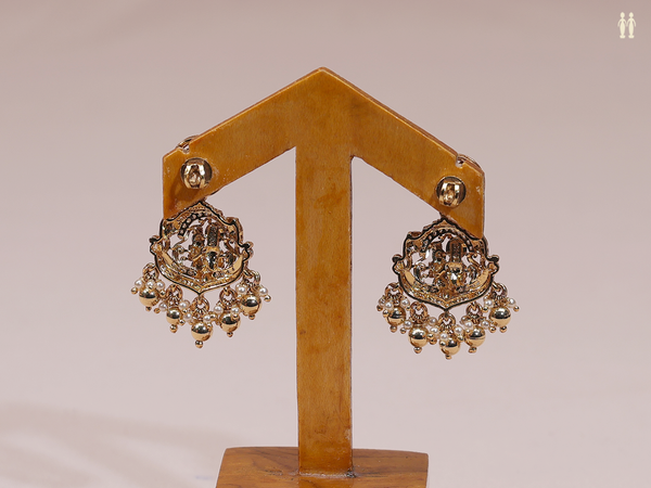Antique Design With Crystal Stone Gold Plated Silver Earrings