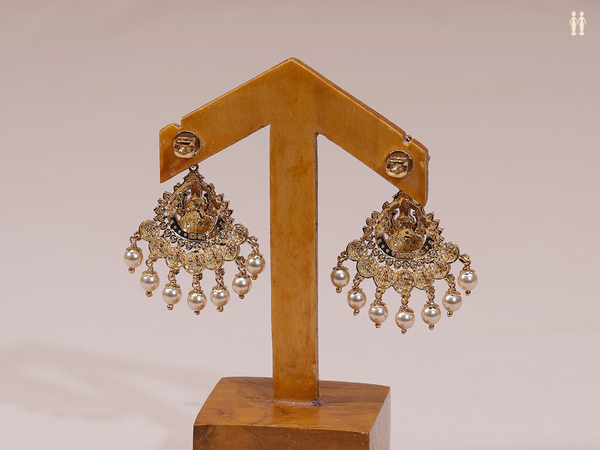 Antique Design With Crystal Stone Gold Plated Earrings