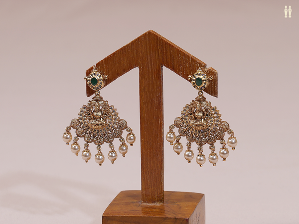 Antique Design With Crystal Stone Gold Plated Earrings