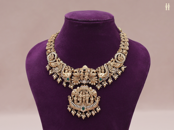 Antique Design Gold Plated Pure Silver Necklace