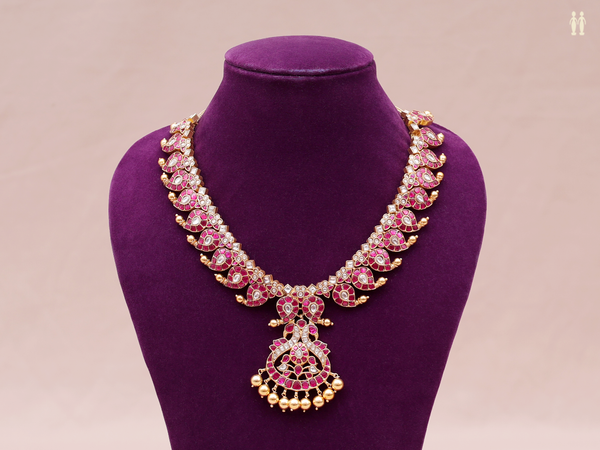 Paisley Design With Stone Gold Plated Pure Silver Necklace