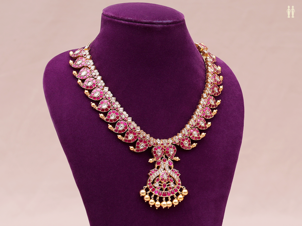 Paisley Design With Stone Gold Plated Pure Silver Necklace