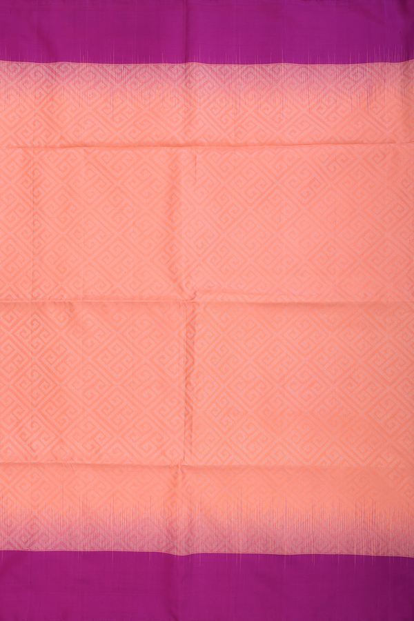 Soft Silk Saree In Orange With Diamond Design