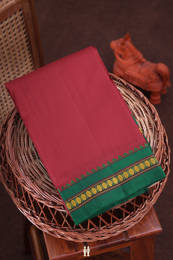 Kanchipuram Silk Saree In Red With Contrast Border